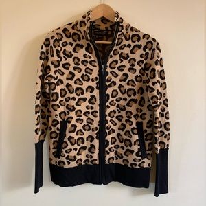 Cheetah Print Full Zip Cardigan Sweater Size XS Like New Rachel Zoe